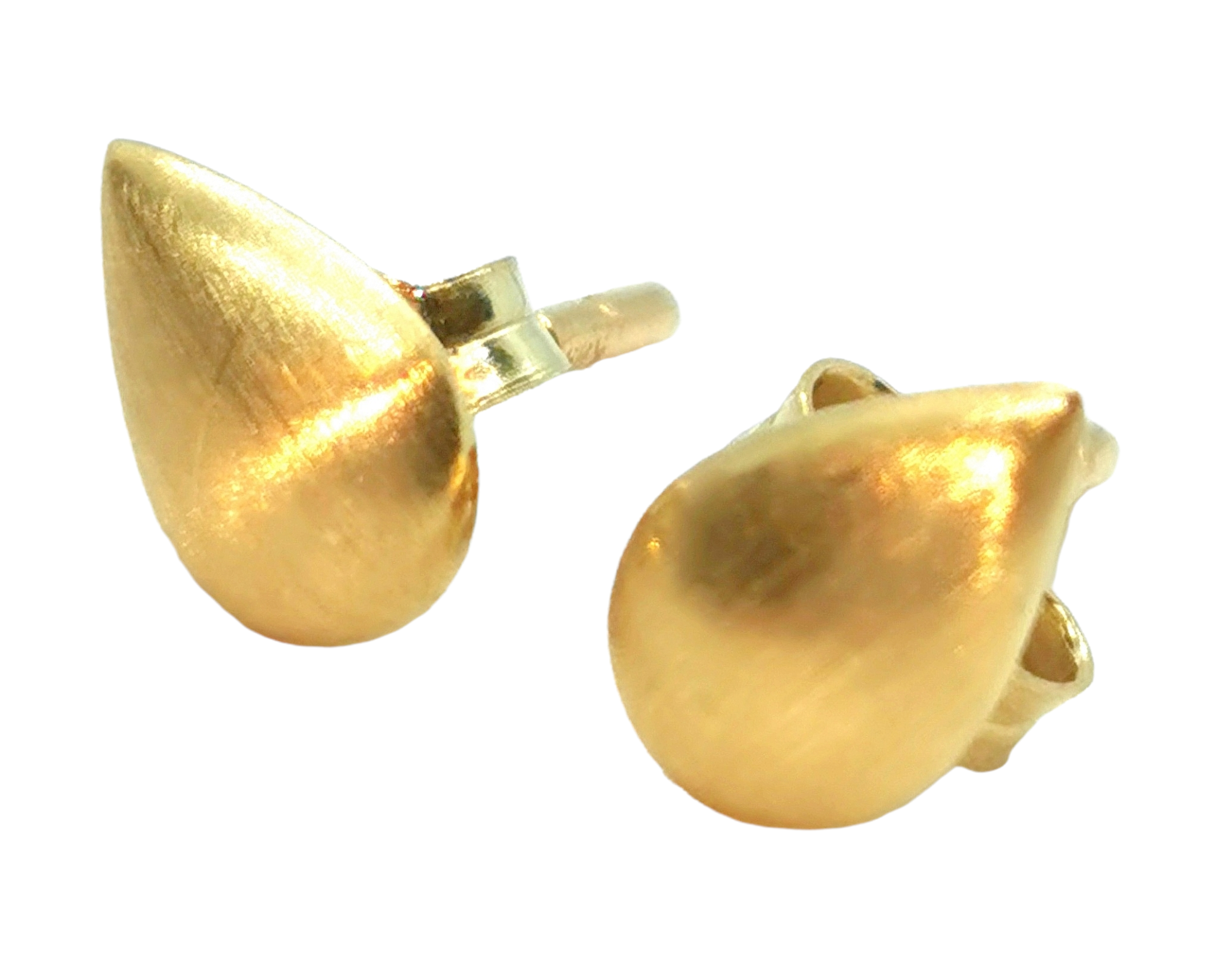 Preowned 14ct brushed gold teardrop stud earrings ct gold