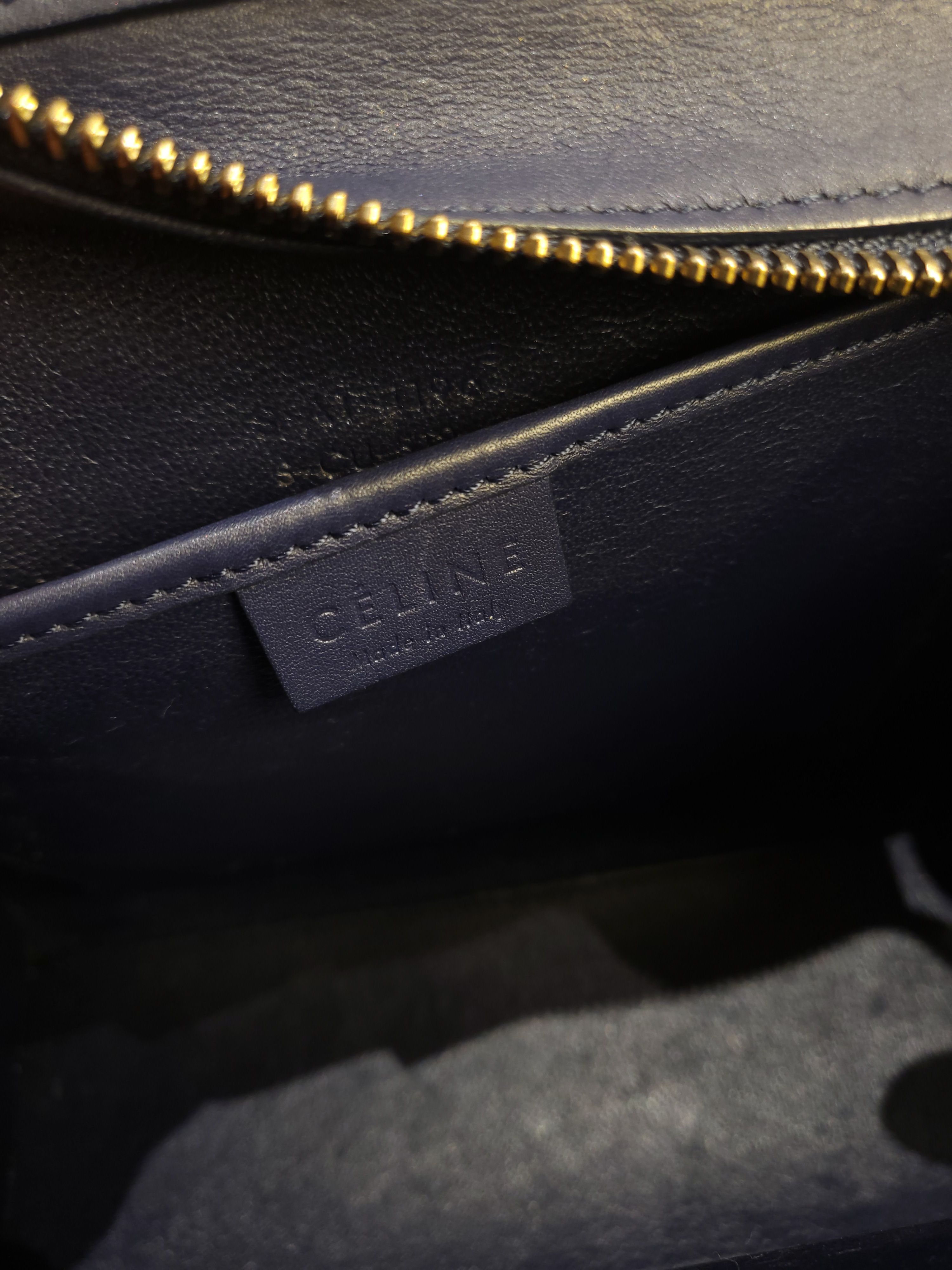 Preowned Celine Navy Leather Nano Luggage Tote Bag