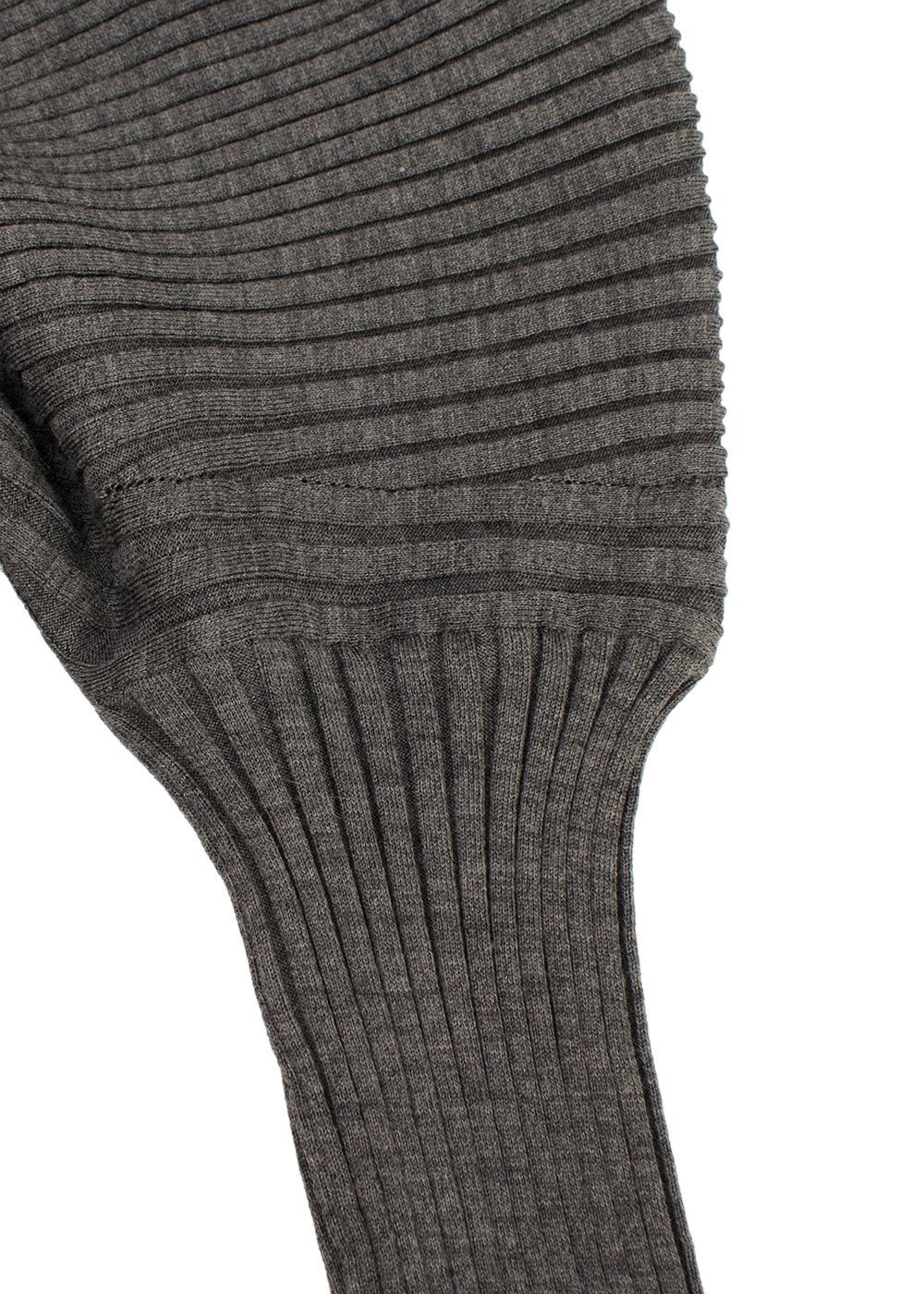 Preowned Bottega Veneta Grey Ribbed Knit Turtleneck Top Size S wool