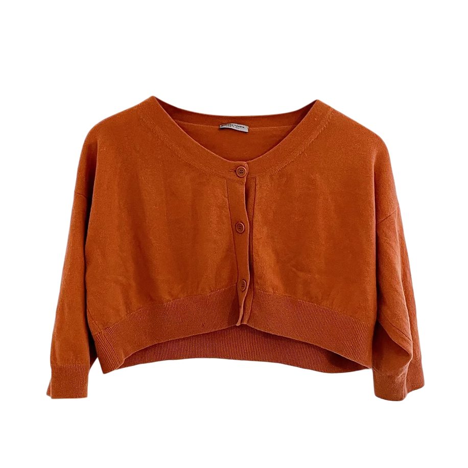 Preowned Bottega Veneta Burnt Orange Cashmere Cropped Cardigan Size M