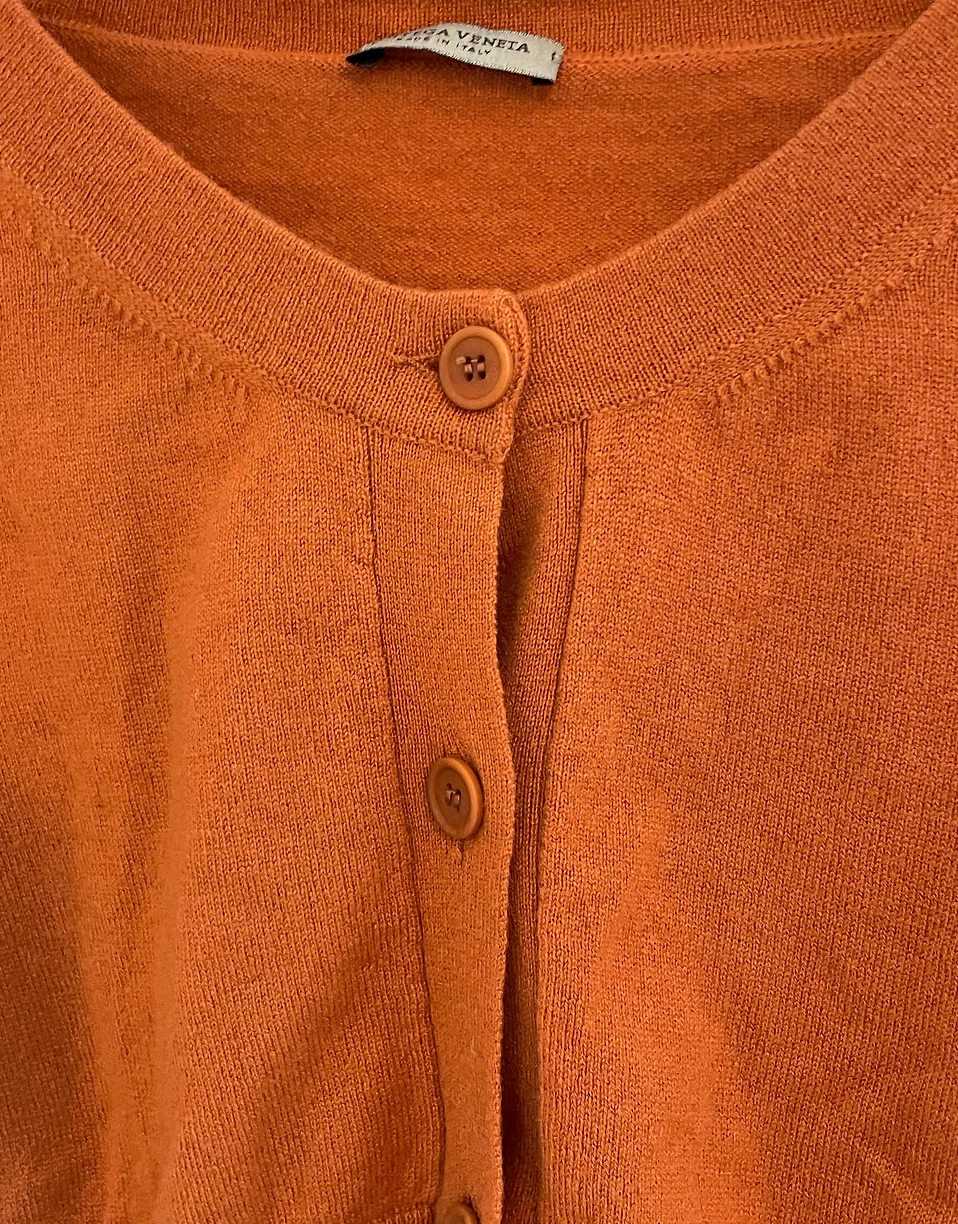 Preowned Bottega Veneta Burnt Orange Cashmere Cropped Cardigan Size M