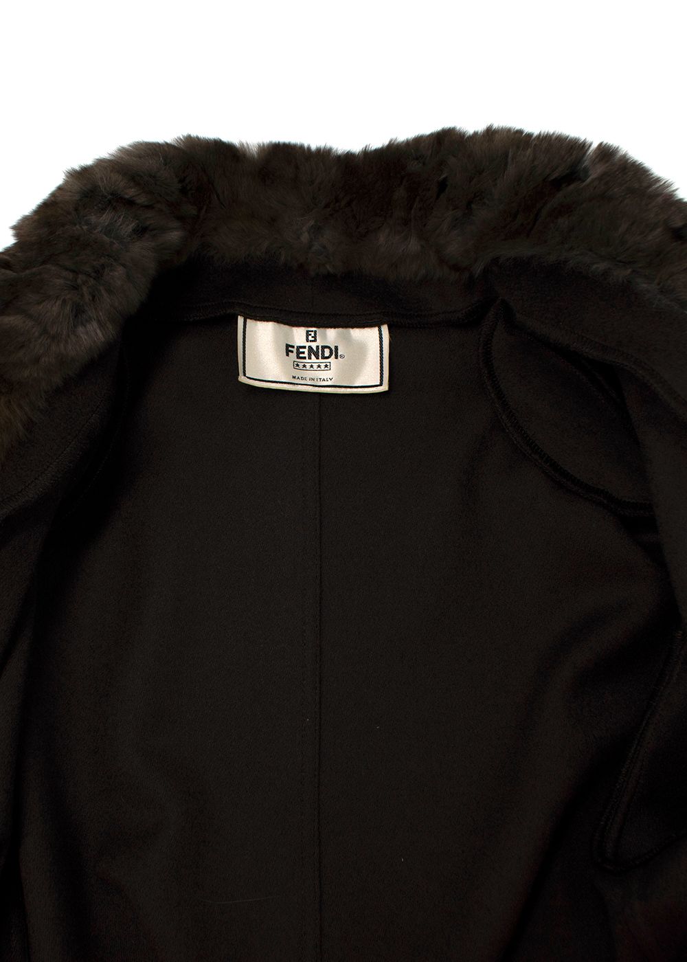 Fendi Dark Brown Mink Fur Trimmed Cashmere Coat Size M