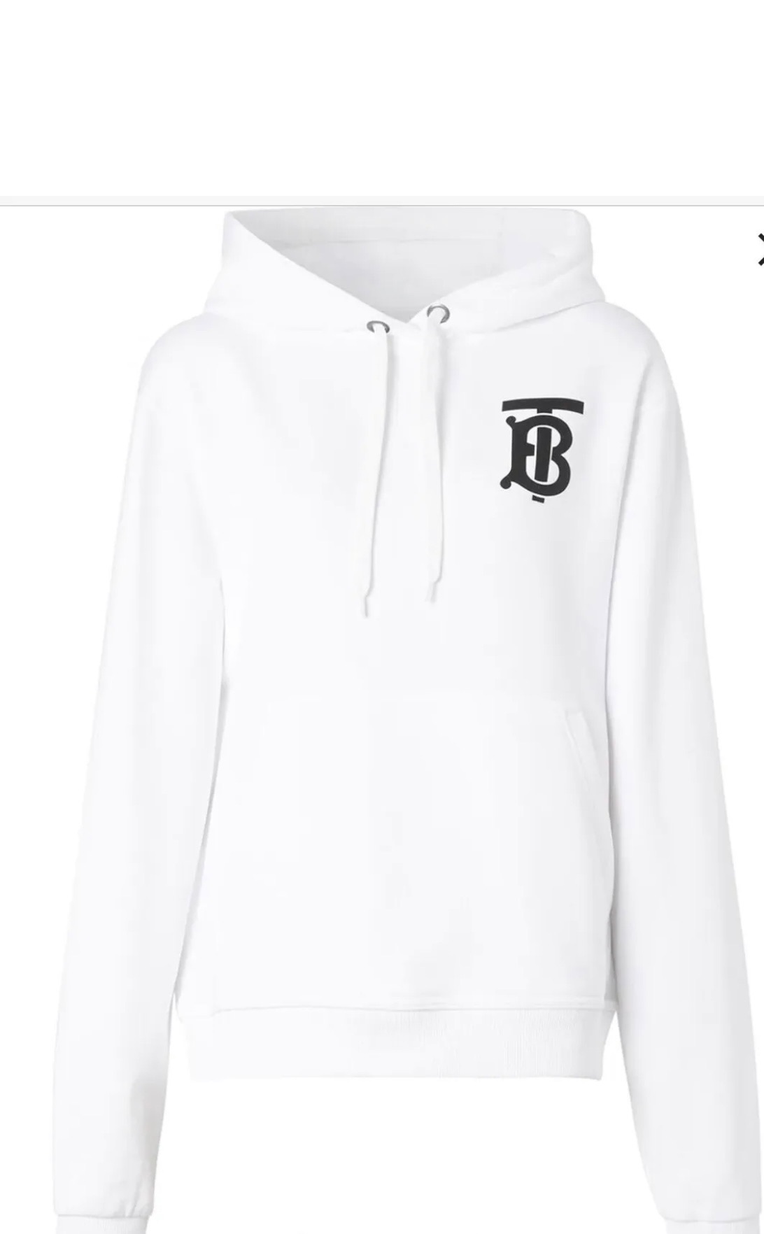 Men's Burberry TB Monogram White Hoodie Size XXS cotton