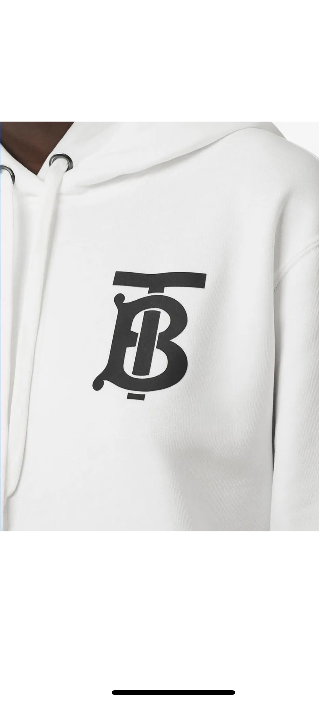 Men's Burberry TB Monogram White Hoodie Size XXS cotton