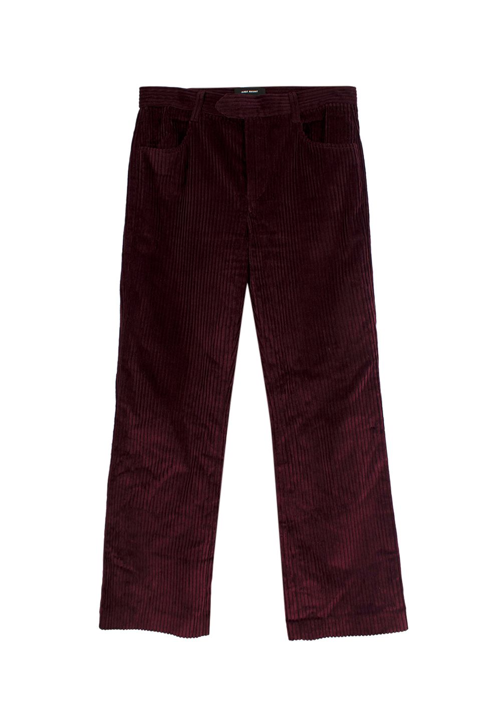 Preowned Isabel Marant Mereo Corduroy Straight Leg Trousers Size S Burgundy cotton