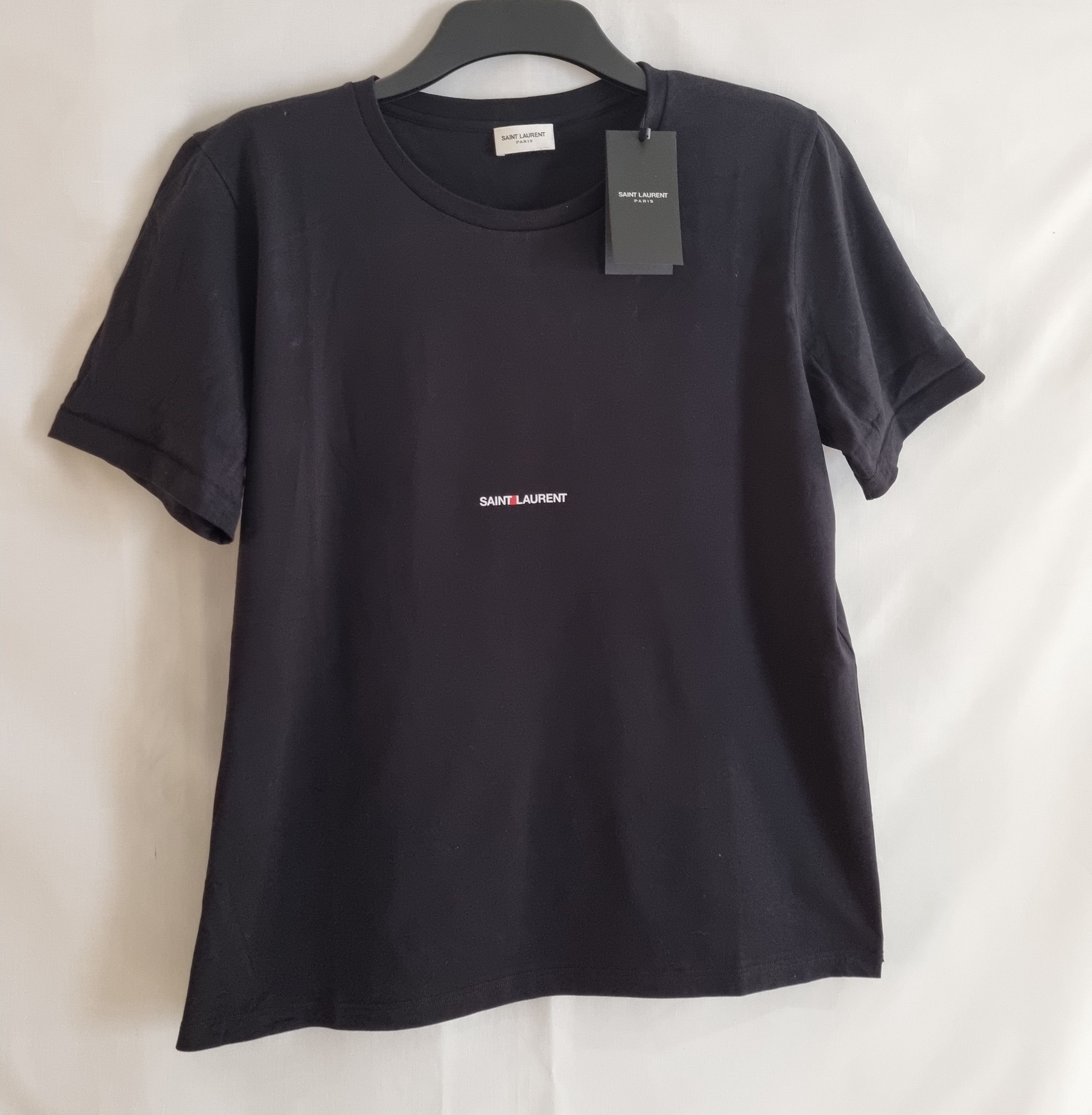 Men's Saint Laurent Rive Gauche T-Shirt Size L Black cotton