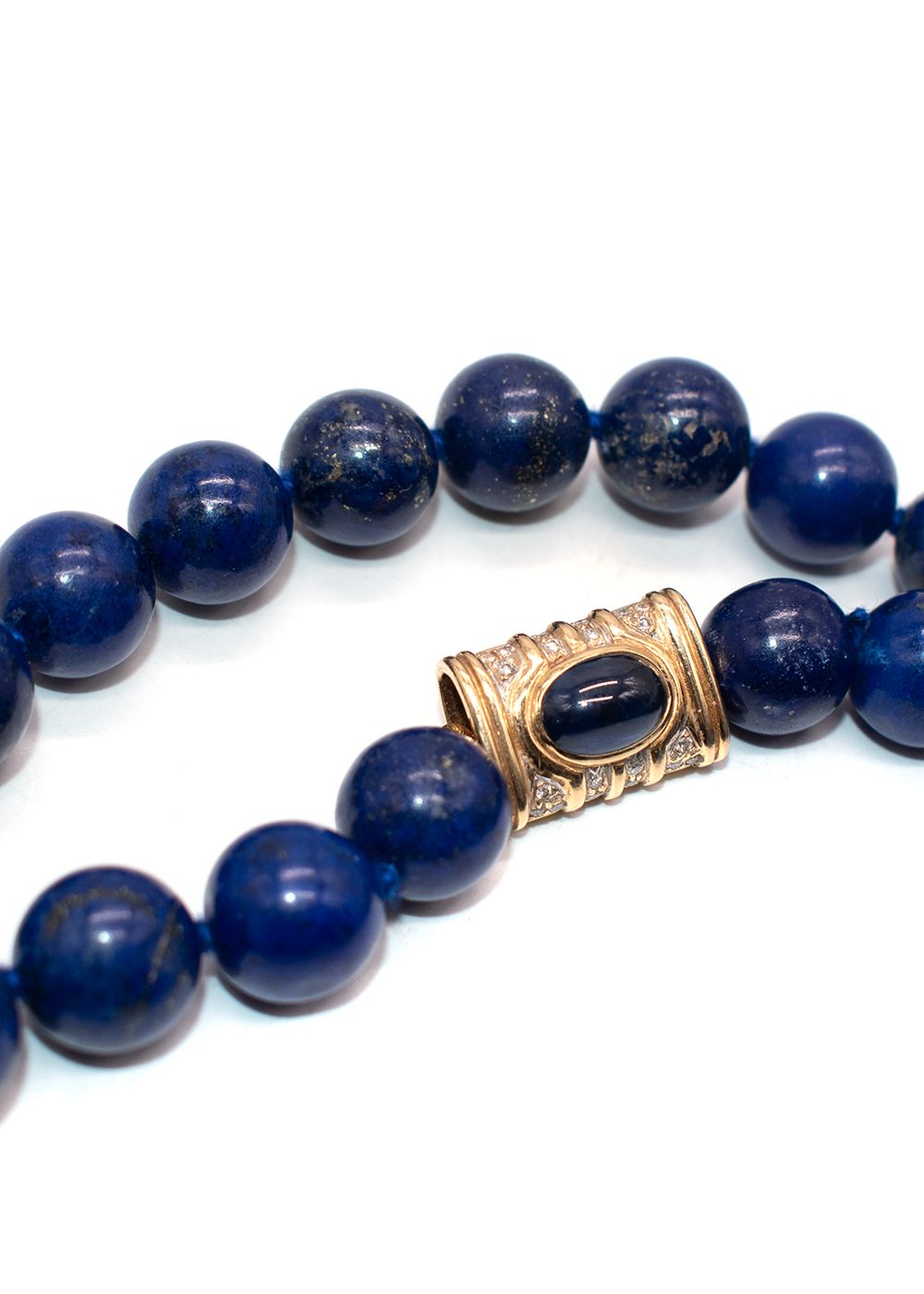 Preowned Bespoke Fine Quality Blue Agate Beaded Necklace deep blue