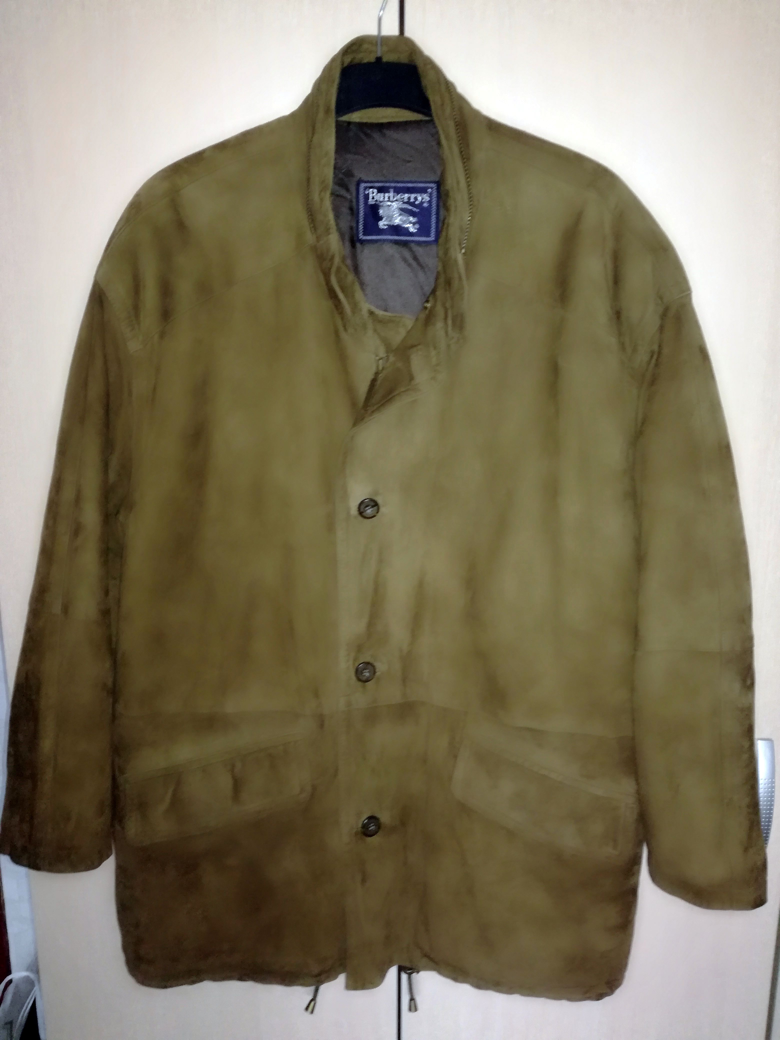 Men's Preowned Burberrys' Vintage Goat Suede Leather Jacket Size XL Tan/Brown