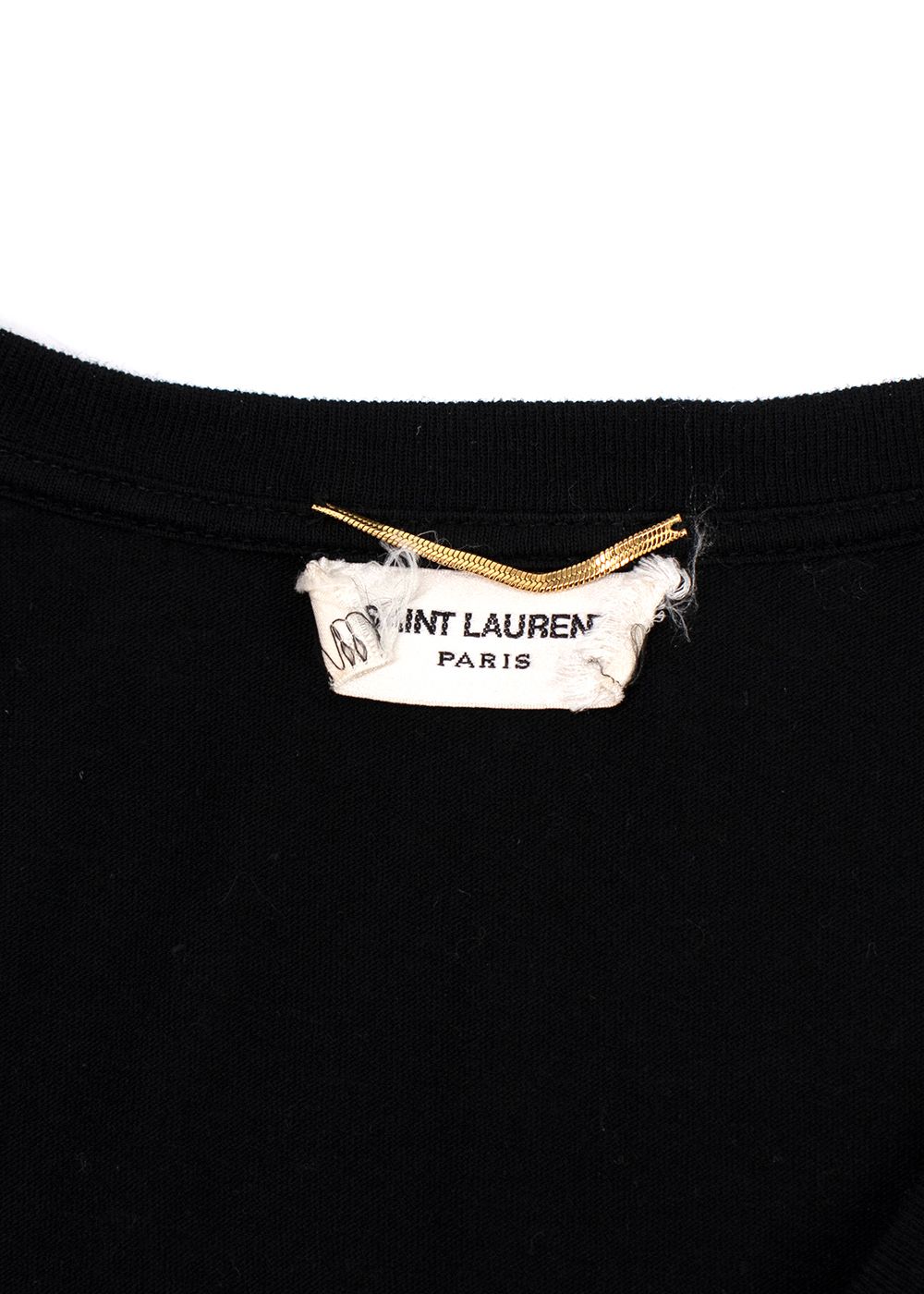 Saint Laurent Black Lace Embroidered T-Shirt Size XS cotton