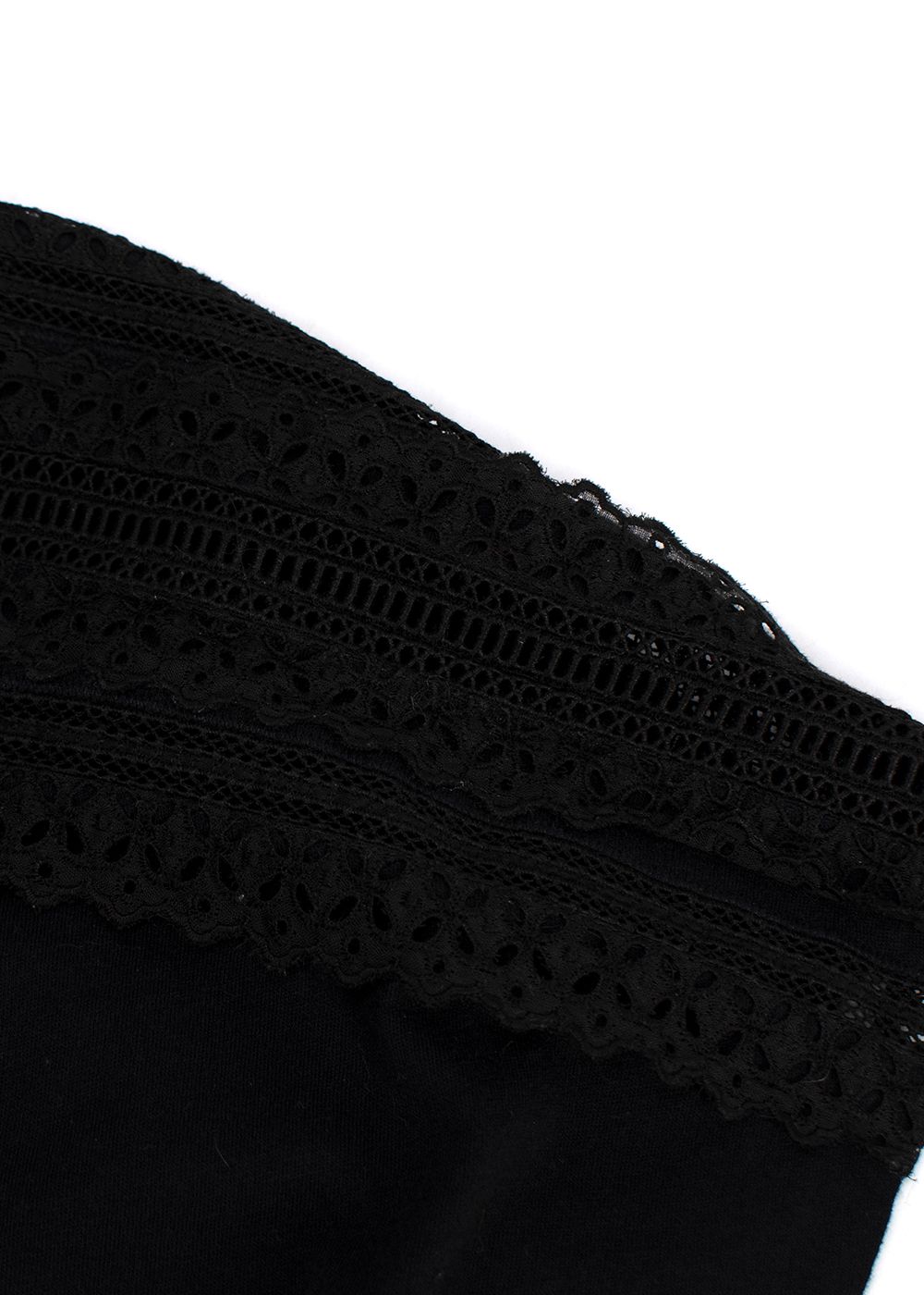 Saint Laurent Black Lace Embroidered T-Shirt Size XS cotton