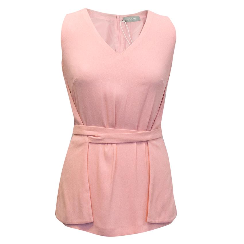 Osman pink sleeveless top with waist belt Size XS cotton