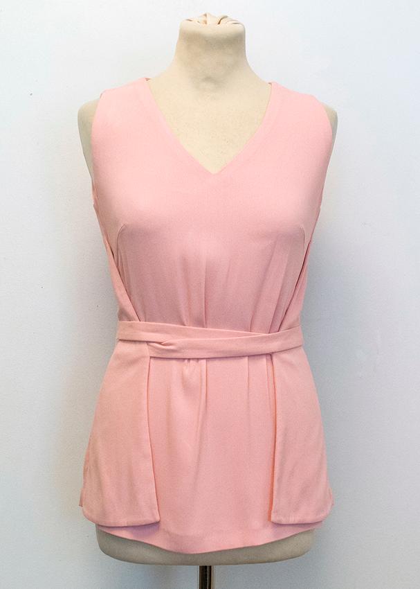 Osman pink sleeveless top with waist belt Size XS cotton