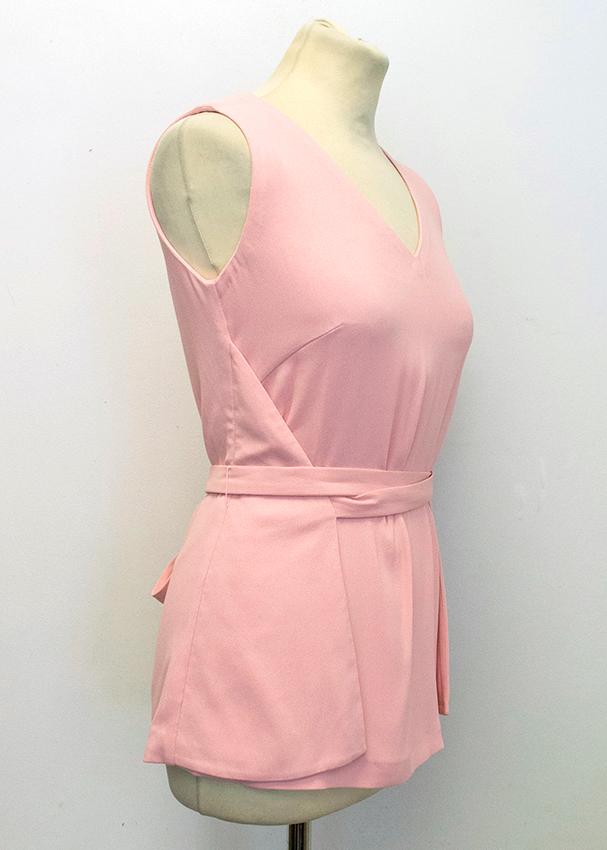 Osman pink sleeveless top with waist belt Size XS cotton