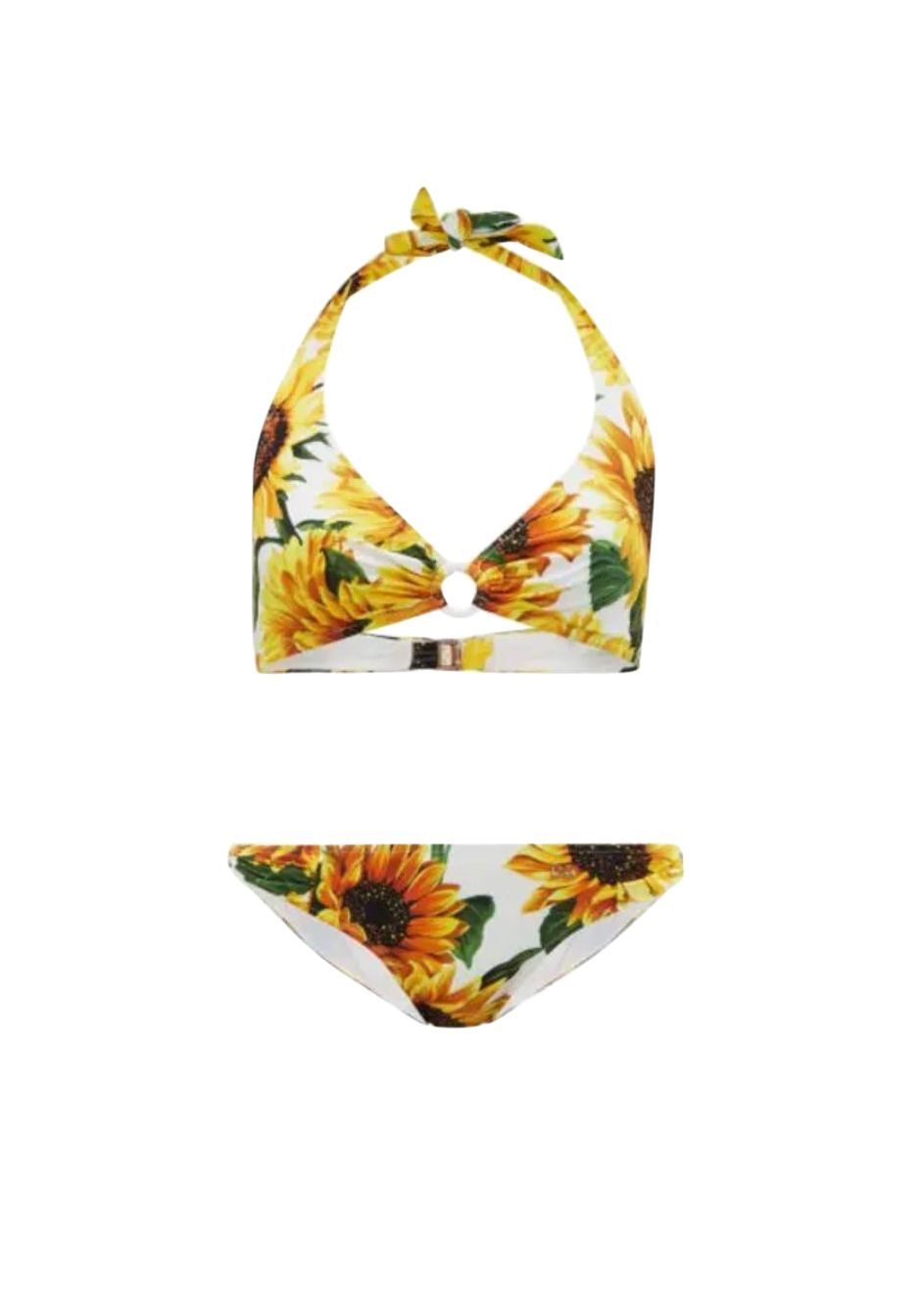 Dolce  Gabbana Sunflower Printed Two Piece Bikini Size XL Yellow nylon/elastane