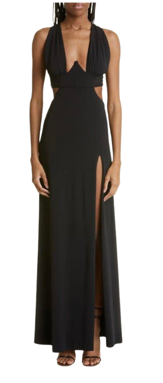 Dundas Black Cut Out Gina Gown Size 38 viscose