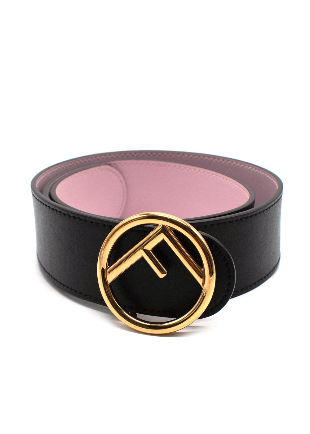 Fendi Black/Pink Reversible Leather Belt Size S black and pink