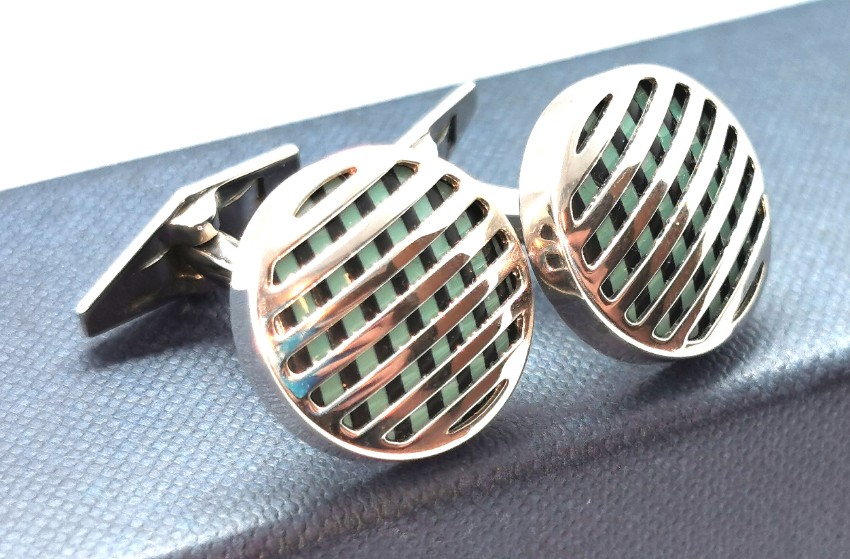 Men's William  Son Rhodium Plated Sterling Silver Cufflinks