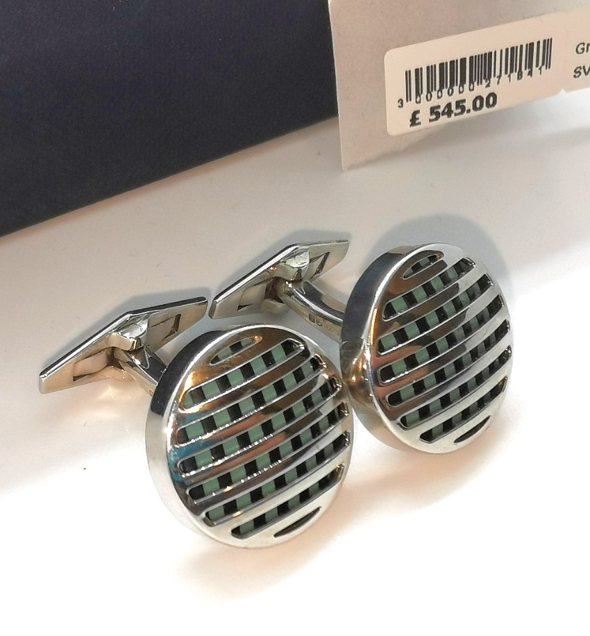 Men's William  Son Rhodium Plated Sterling Silver Cufflinks