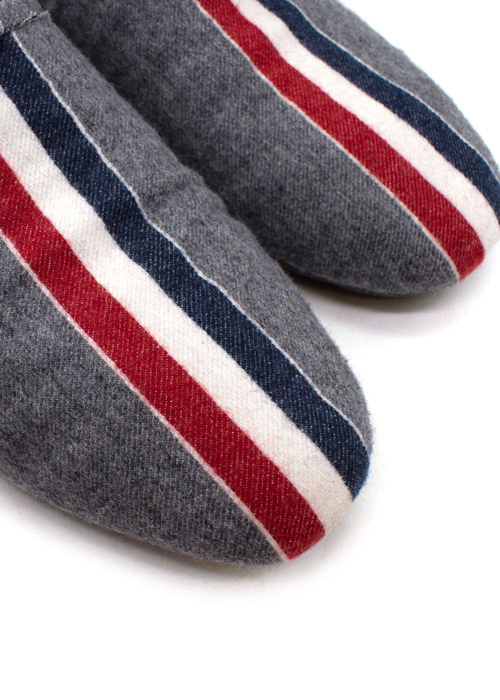 Thom Browne Grey 3 Bar Flannel Slippers Size 40