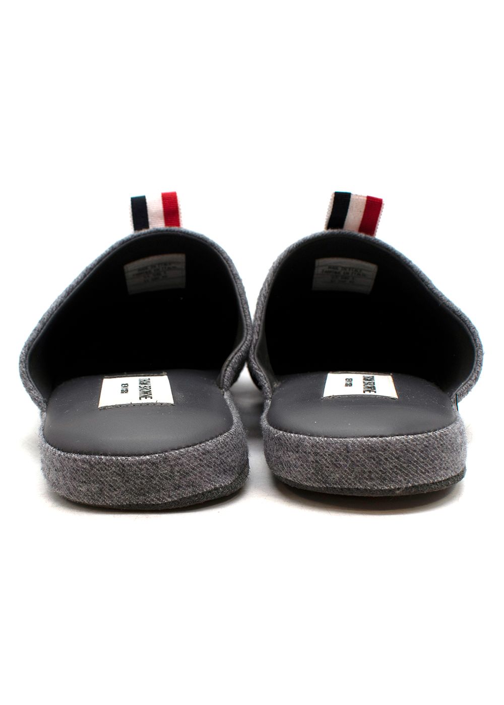 Thom Browne Grey 3 Bar Flannel Slippers Size 40