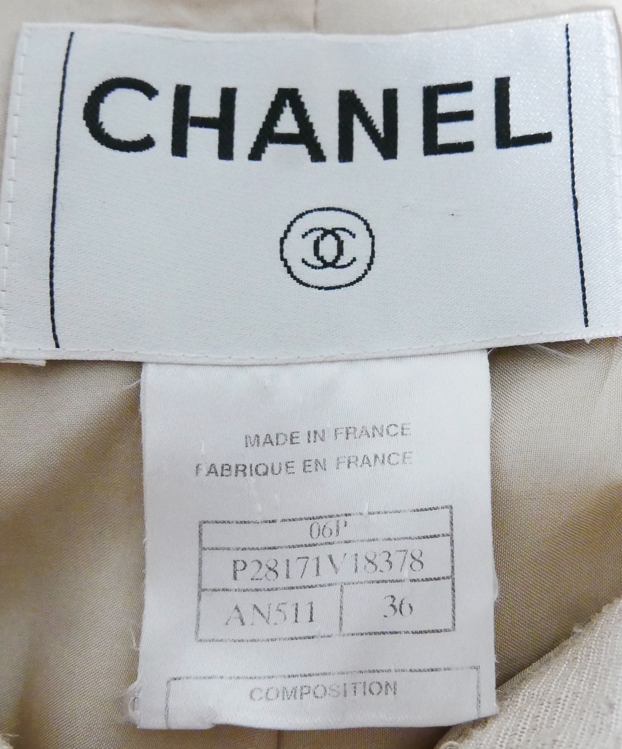 Preowned Chanel Vintage Beige Raw Hem Silk Blazer Size S