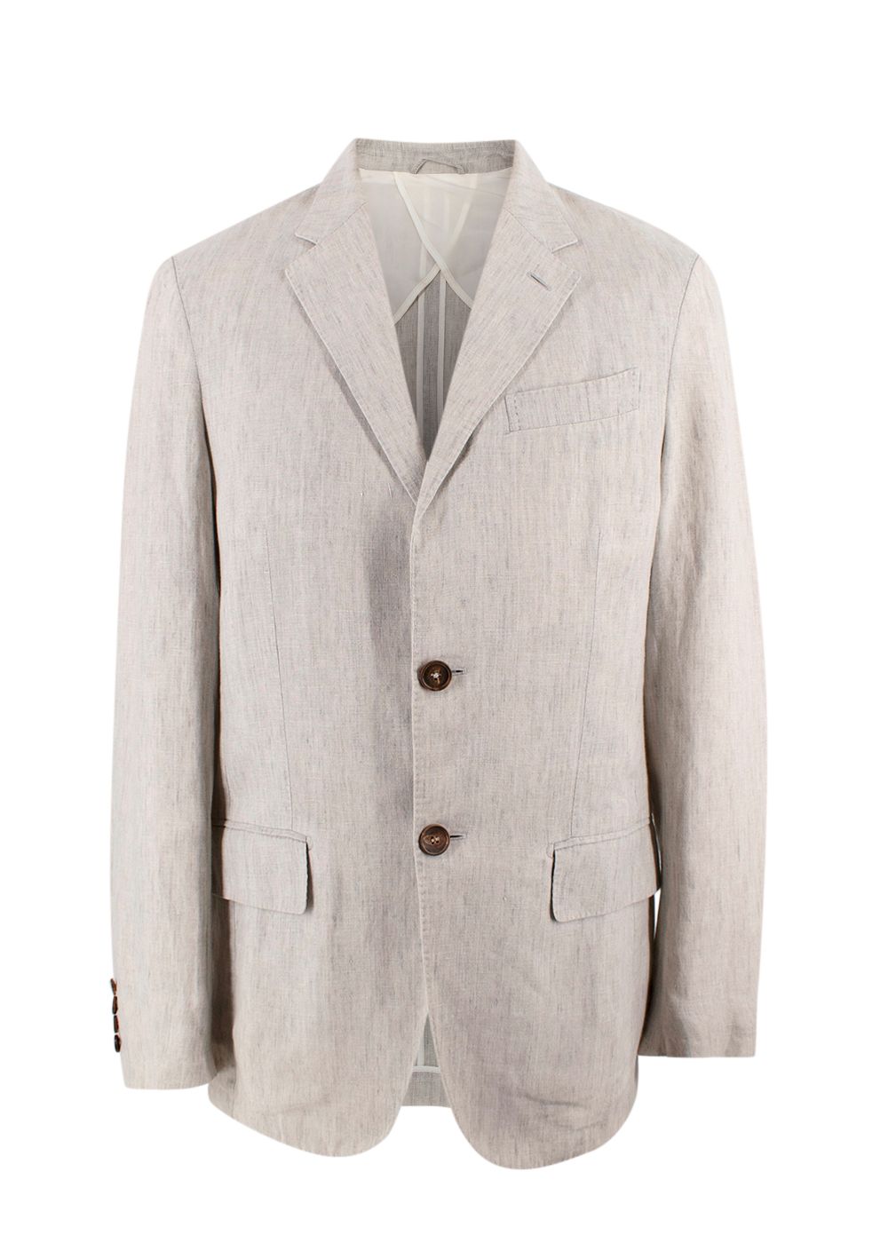 Men's Ermengildo Zegna Grey Linen Single-breasted Blazer Size S