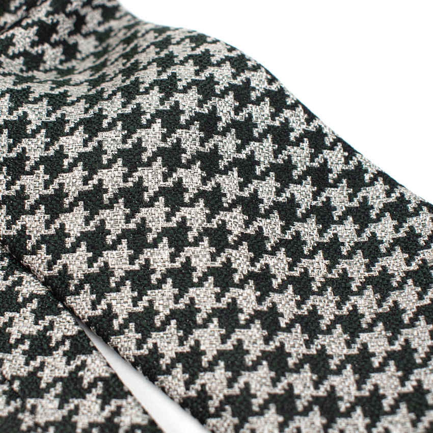 Men's Preowned Hickey Freeman Green  Grey Houndstooth Tie Black  White silk