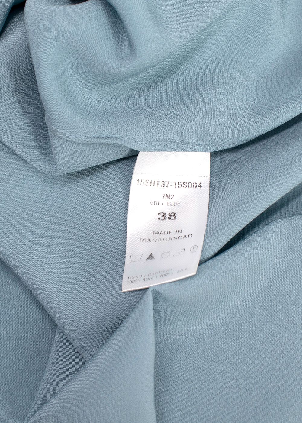 Preowned Chloe Blue Collarless Silk Blouse Size S