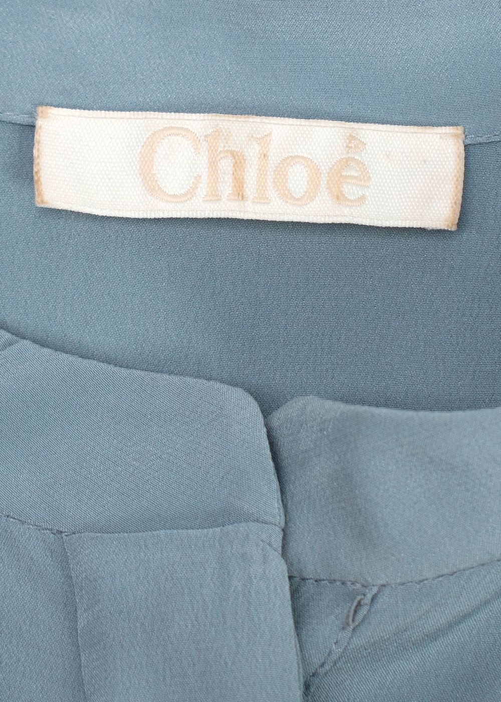 Preowned Chloe Blue Collarless Silk Blouse Size S