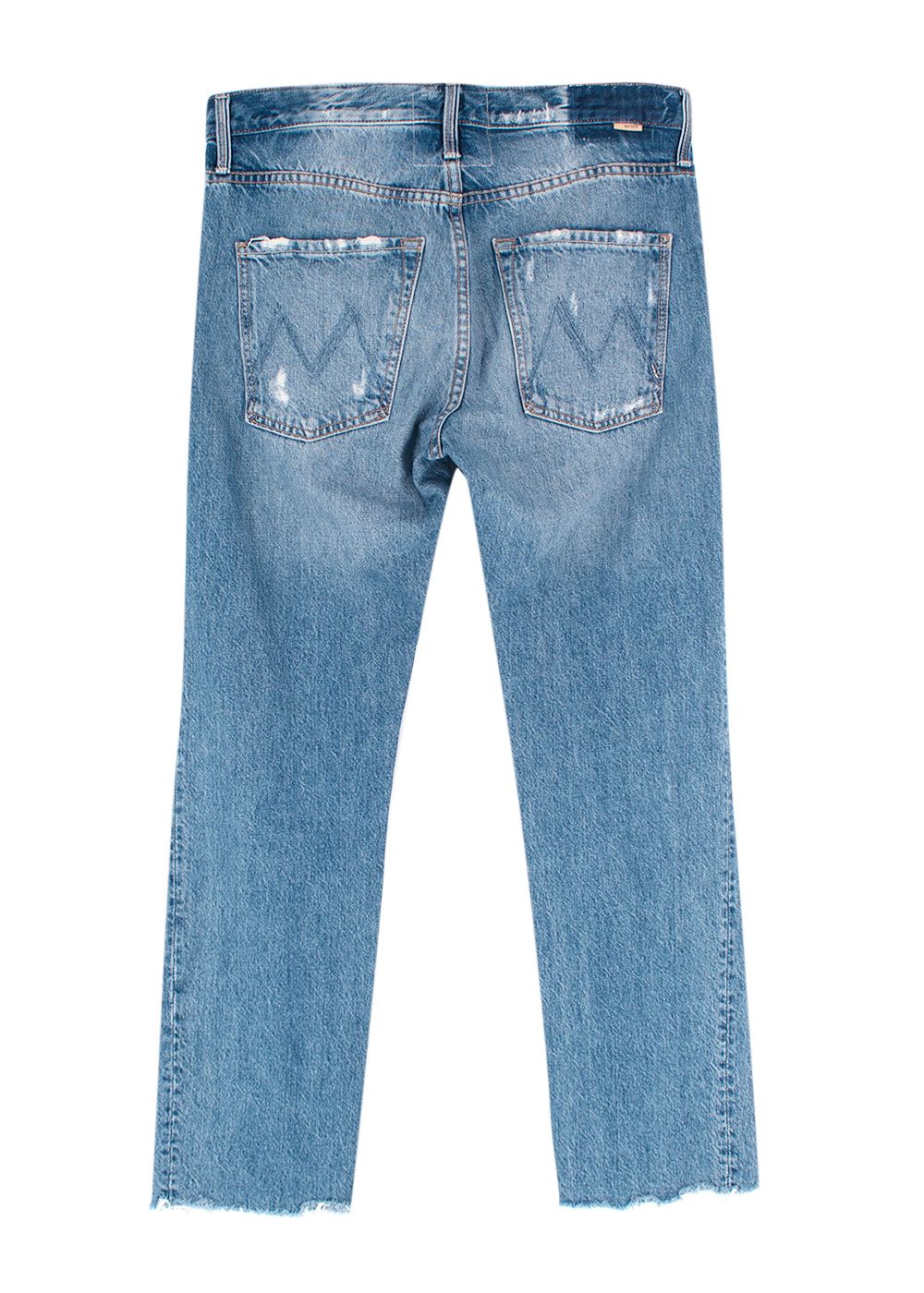 Preowned Mother 'The Scrapper Cuff Ankle Fray' Jeans Size S blue cotton