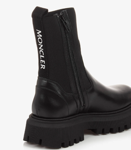 Moncler Enfant Black Petit Neue Chelsea Ankle Boots Size 35