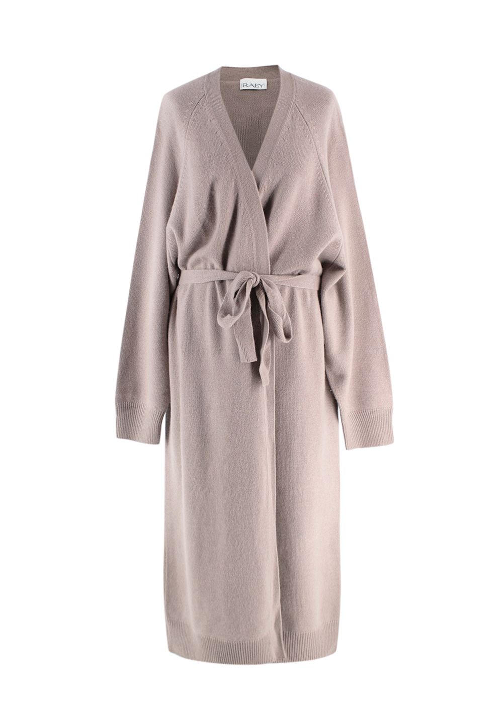 Raey Taupe Longline Cashmere Belted Cardigan Size S