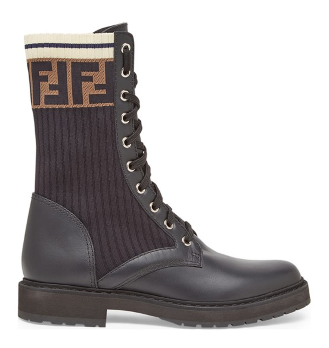 Preowned Fendi Rockoko combat boots Size 405 Black leather