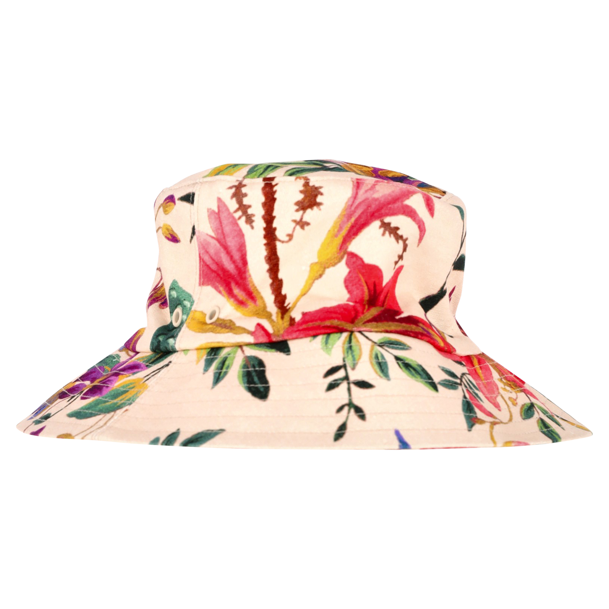 Preowned Zimmermann Floral-print Linen Bucket Hat floral print cotton