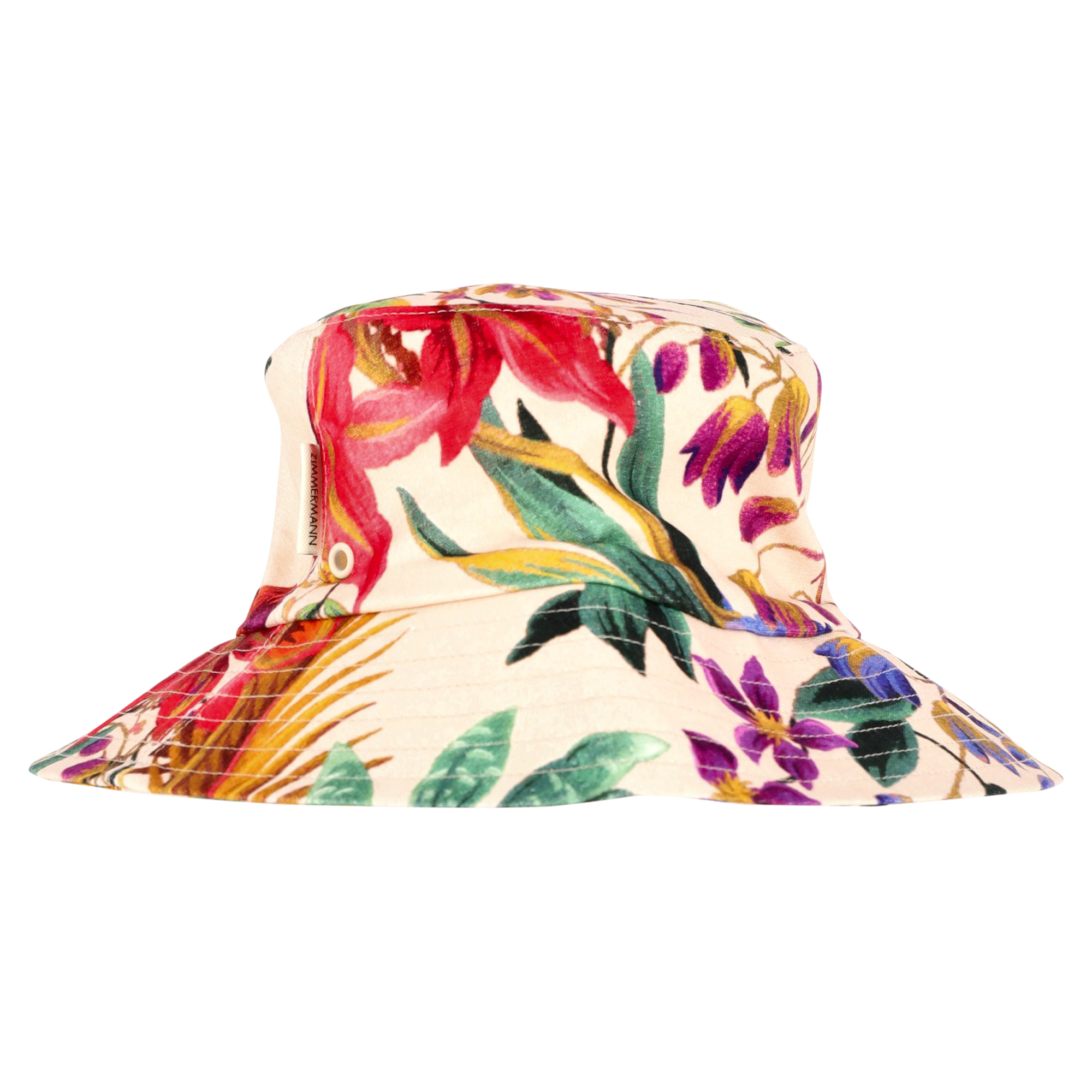 Preowned Zimmermann Floral-print Linen Bucket Hat floral print cotton