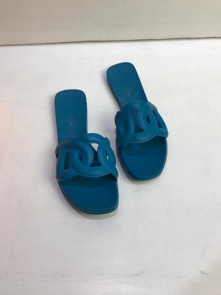 Preowned Hermes Blue rubber Aloha sandals Size 36 plastic