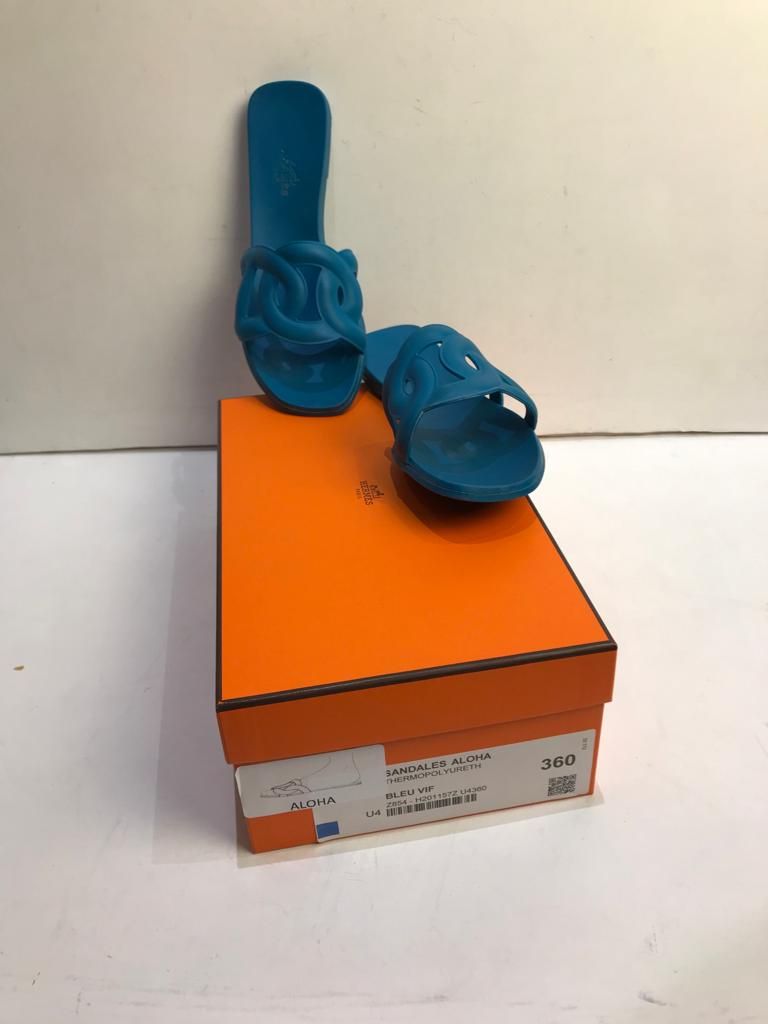 Preowned Hermes Blue rubber Aloha sandals Size 36 plastic