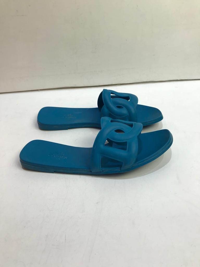 Preowned Hermes Blue rubber Aloha sandals Size 36 plastic