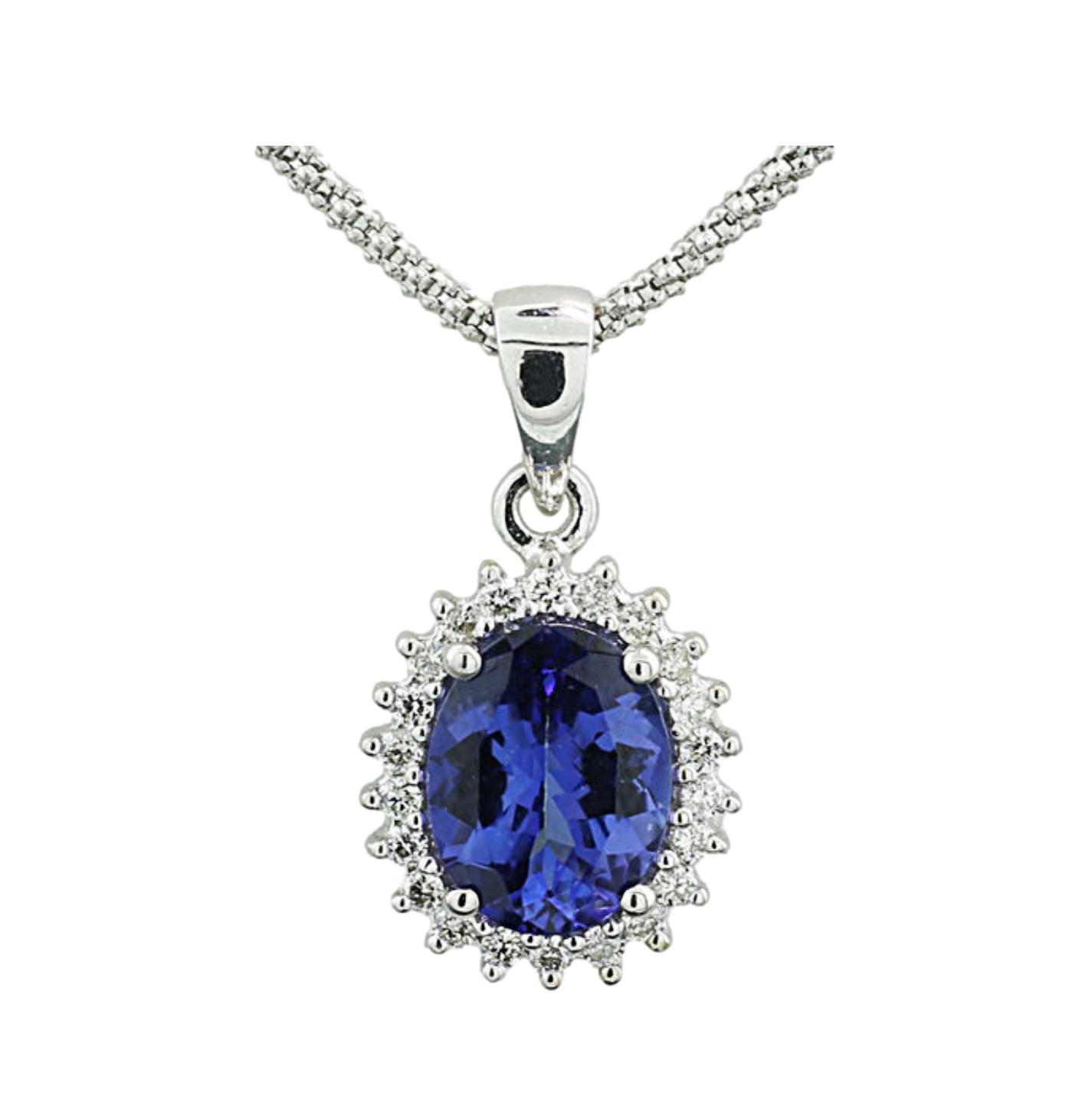 Preowned Bespoke 14kt White Gold Diamond  Tanzanite Pendant