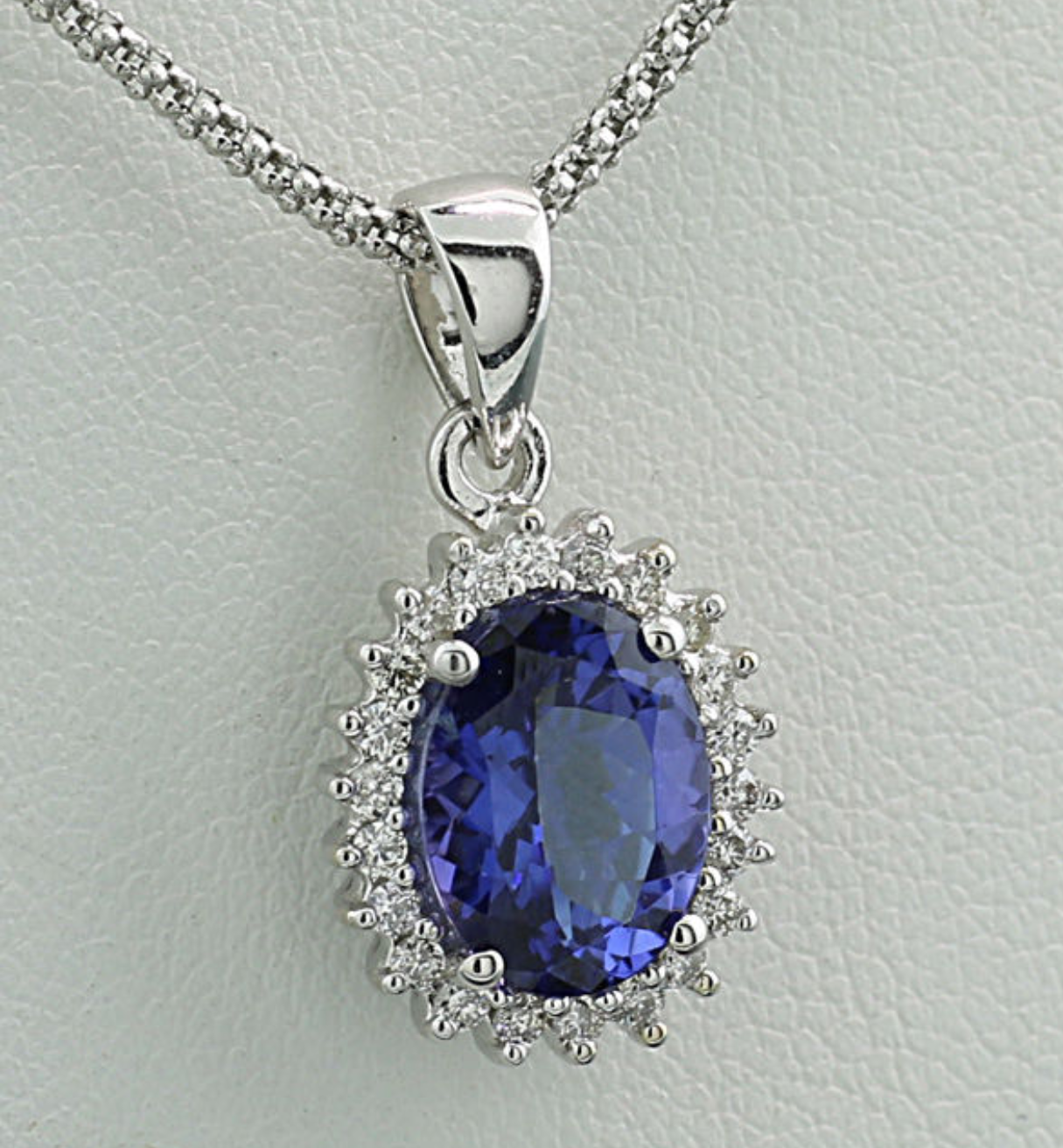 Preowned Bespoke 14kt White Gold Diamond  Tanzanite Pendant