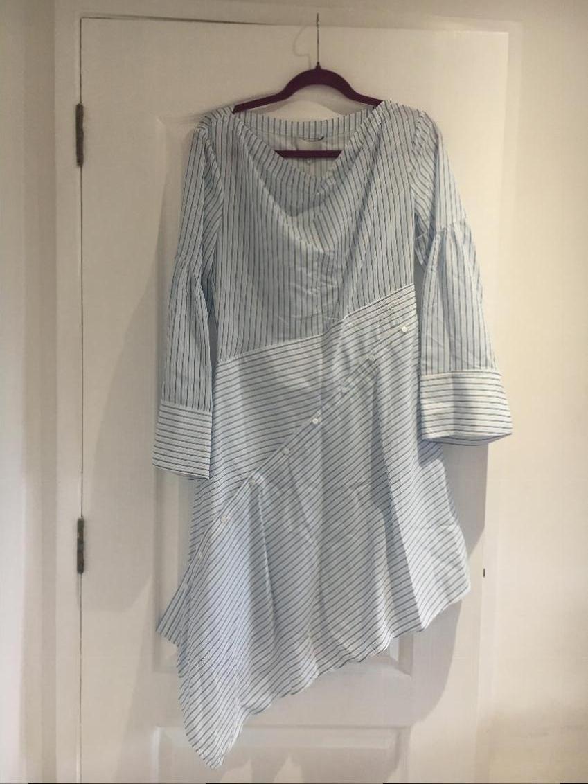 31 Phillip Lim Women's Blue Striped Shirt Dress Size M please see description