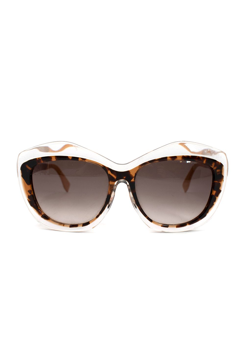 Preowned Fendi Brown Tortoise Shell Cat Eye Gradient Sunglasses Tortoise shell clear metal