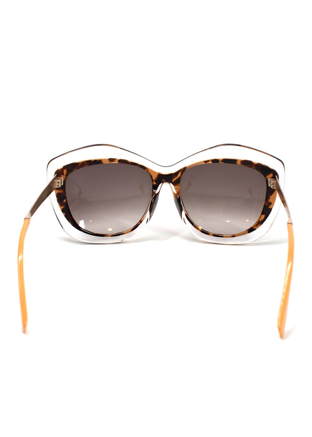 Preowned Fendi Brown Tortoise Shell Cat Eye Gradient Sunglasses Tortoise shell clear metal