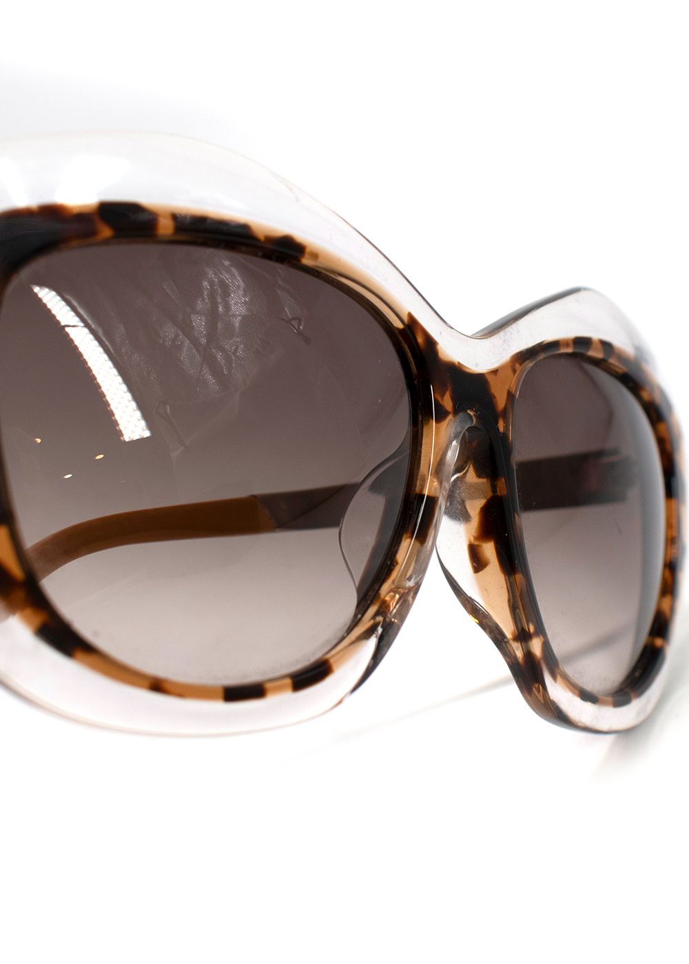 Preowned Fendi Brown Tortoise Shell Cat Eye Gradient Sunglasses Tortoise shell clear metal