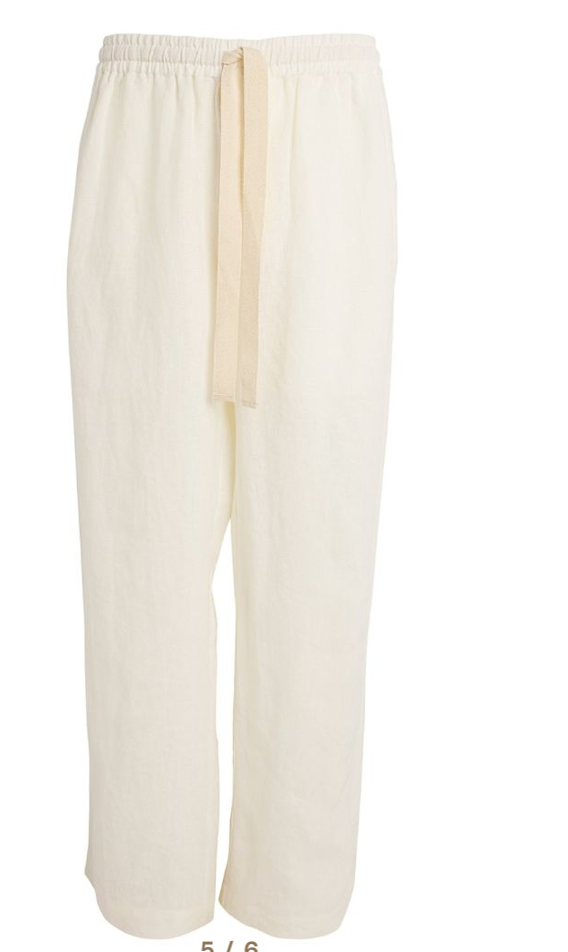 Men's Commas White Linen Wide-Leg Trousers Size L