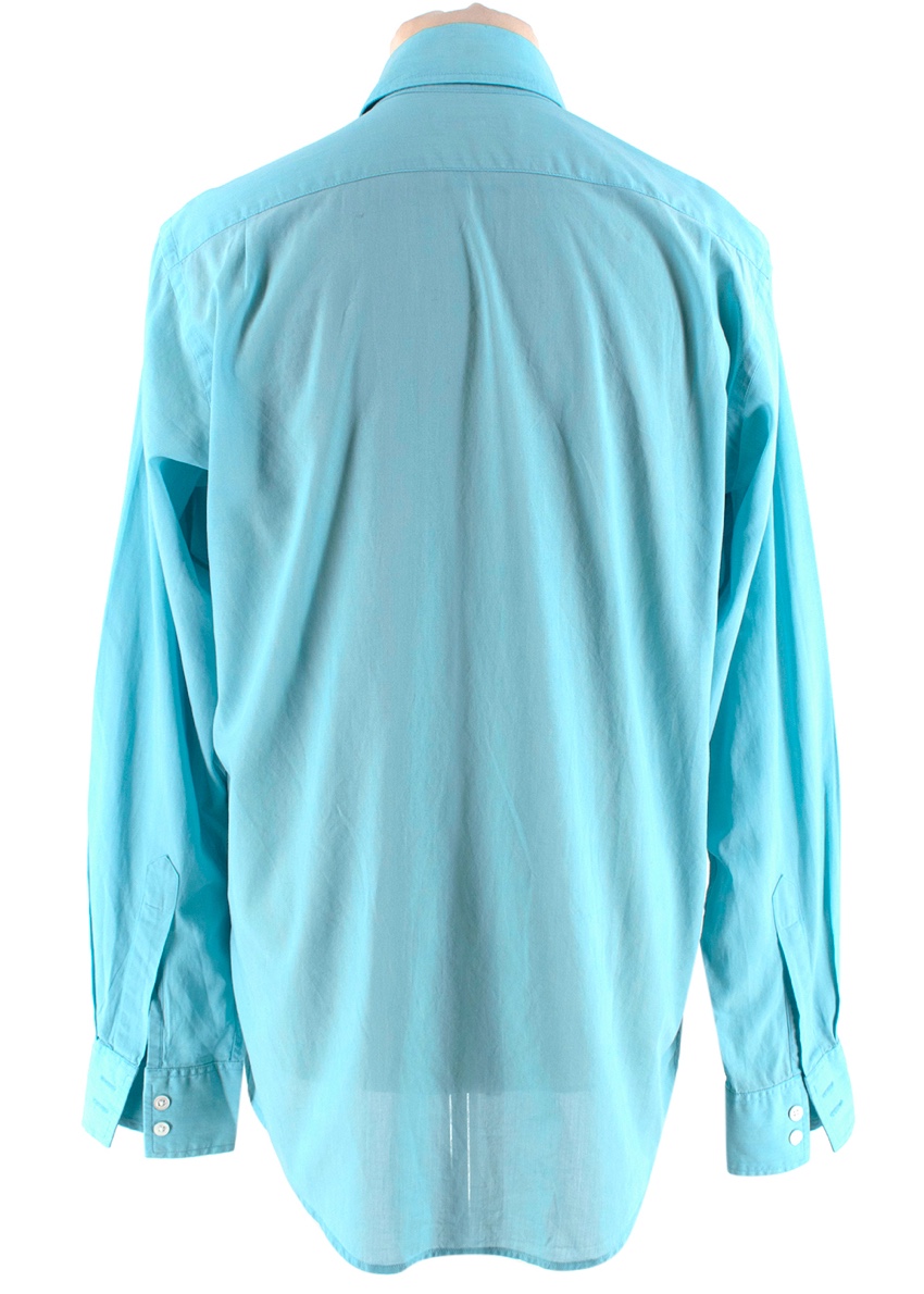 Men's Richard James Savile Row Turquoise Cotton Shirt Size L Blue