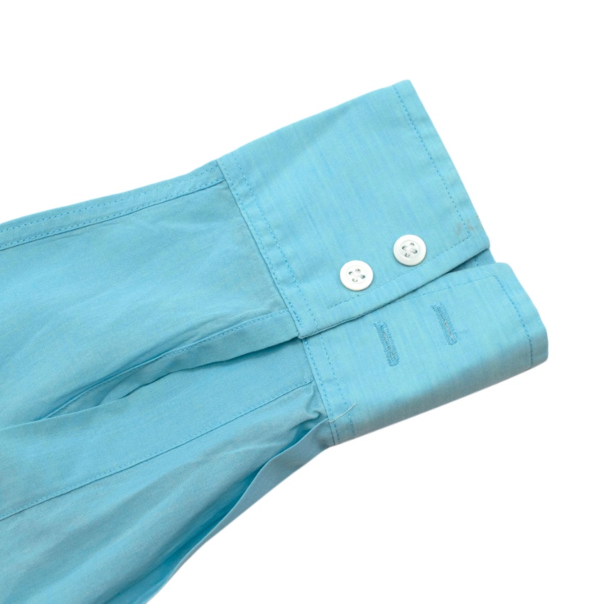 Men's Richard James Savile Row Turquoise Cotton Shirt Size L Blue