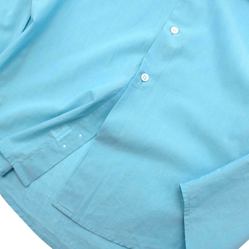 Men's Richard James Savile Row Turquoise Cotton Shirt Size L Blue