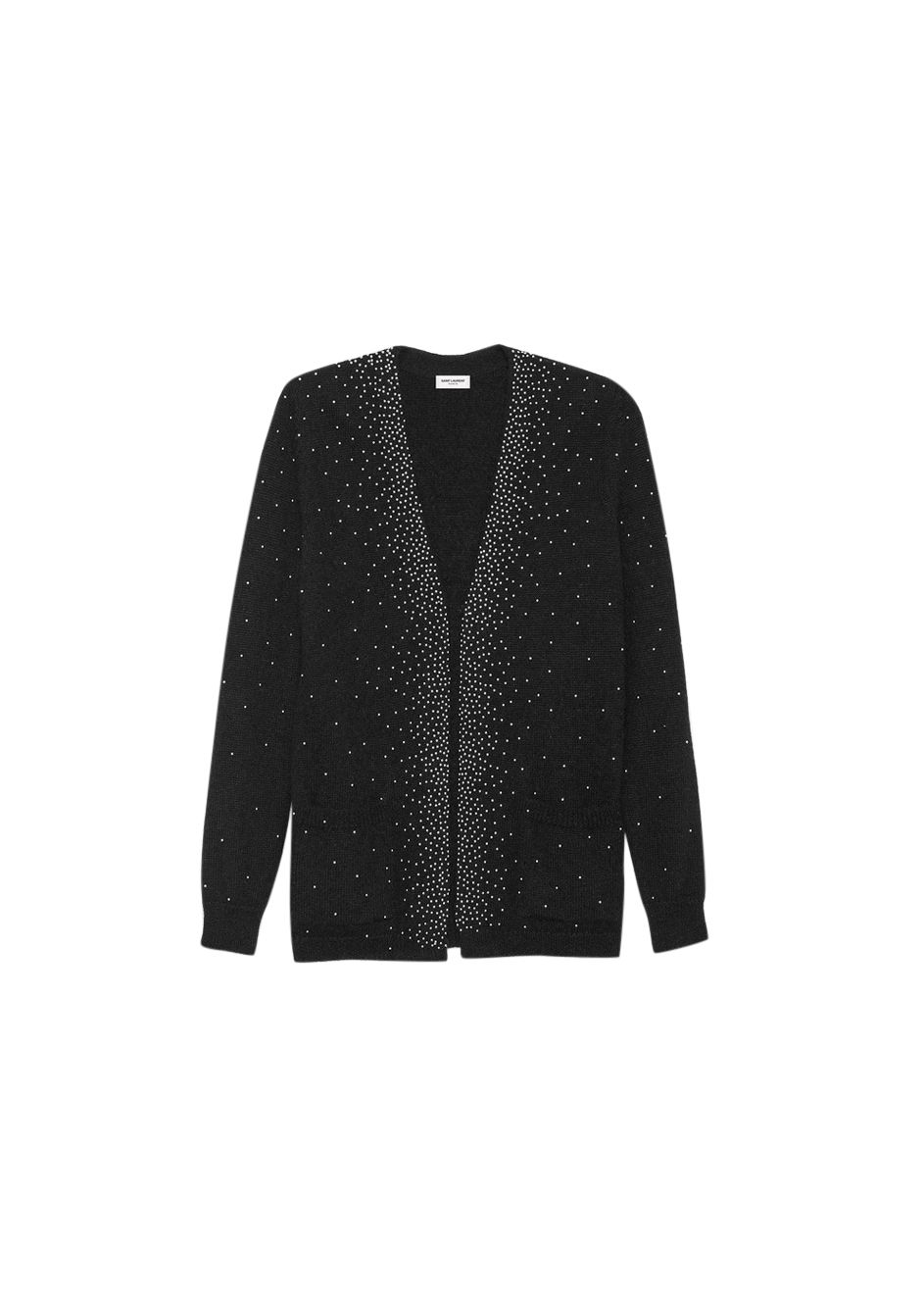 Preowned Saint Laurent Embellished Mohair Blend Cardigan Size S Black