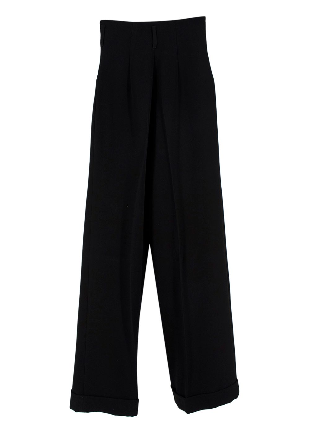 Racil Black High Rise Double Button Wide Leg Trousers Size XS polyester